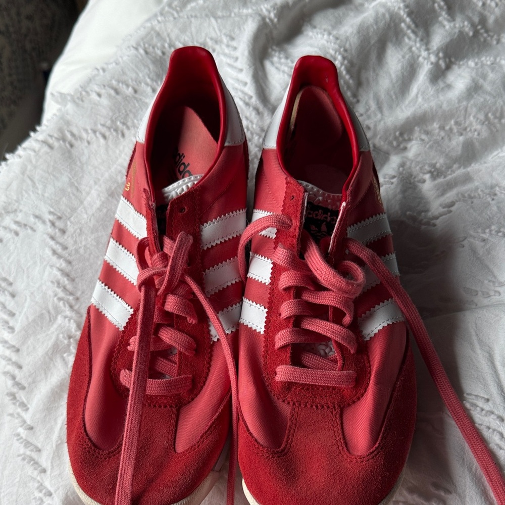 Adidas Scarlet and White Trainers